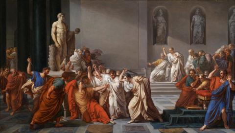 Vincenzo Camuccini. The Assassination of Julius Caesar, between 1804 and 1805. Oil on canvas. Galleria Nazionale d'Arte Moderna e Contemporanea.