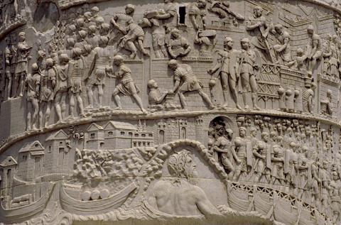 Trajan’s Column: detail of frieze reliefs (image via Flickr by MCAD under a CC BY 2.0) 