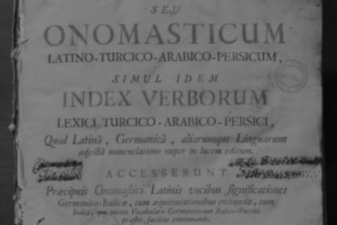 Cover of a book with Latin text on it