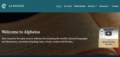 The homepage of Alpheios