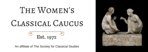 Banner of the Women's Classical Caucus, est. 1972