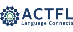 ACTFL Language Connects Logo, blue and green design with concentric rings