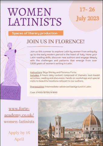 Women Latinists 2023, Summer Course in Florence