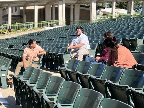 Members of the department’s graduate seminar in Roman Theater at St. Louis’ large outdoor MUNY Theater