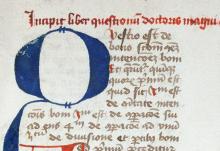 Albertus Magnus, De Bono. Folium 1r. Cologne, Library of the Dome, Codex 1024 (detail). From Wikimedia Commons. Public Domain.