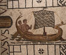 Header Image: Late antique mosaic likely depicting Theseus sailing away from the Labyrinth (Utica, Tunisia, 3rd C CE, now at the University of Pennsylvania Museum of Archaeology and Anthropology. Image by Sarah E. Bond).