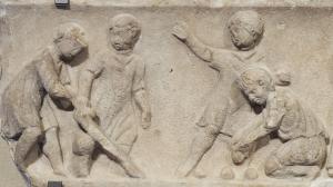 Children playing ball games, 2nd century AD. Image courtesy of Wikimedia Commons.
