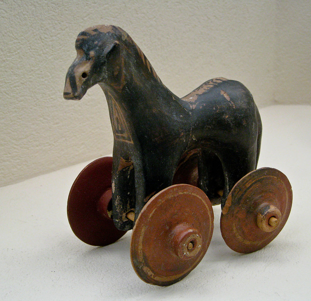 ancient Greek little horse on wheels