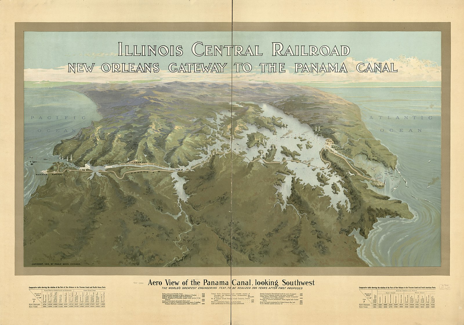 Figure 1: 	Aero view of the Panama Canal, looking southwest, 1912 (Library of Congress)