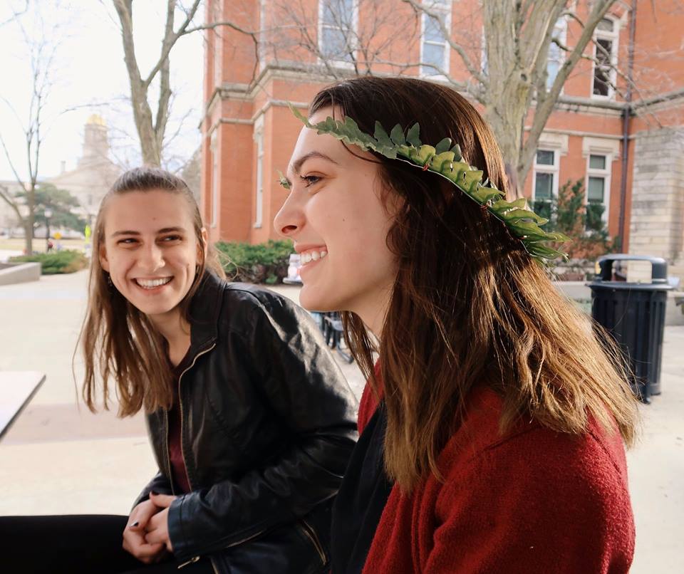 Eta Sigma Phi students, Maya Simon and Amber Conger, during the 2019 Homerathon at the University of Iowa.